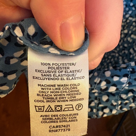 Ann Taylor XXL Teal and White Patterned Top - Picture 5 of 5